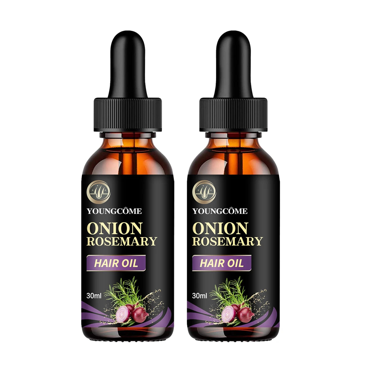 Onion & Rosemary Hair Growth Essential Oil – 2-Pack Peaceful Pleasures Health and Wellness 30ml-2PCS