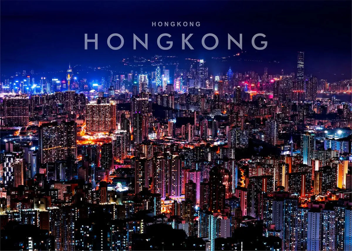 Hong Kong Night View Canvas Wall Art | Modern Cityscape Poster