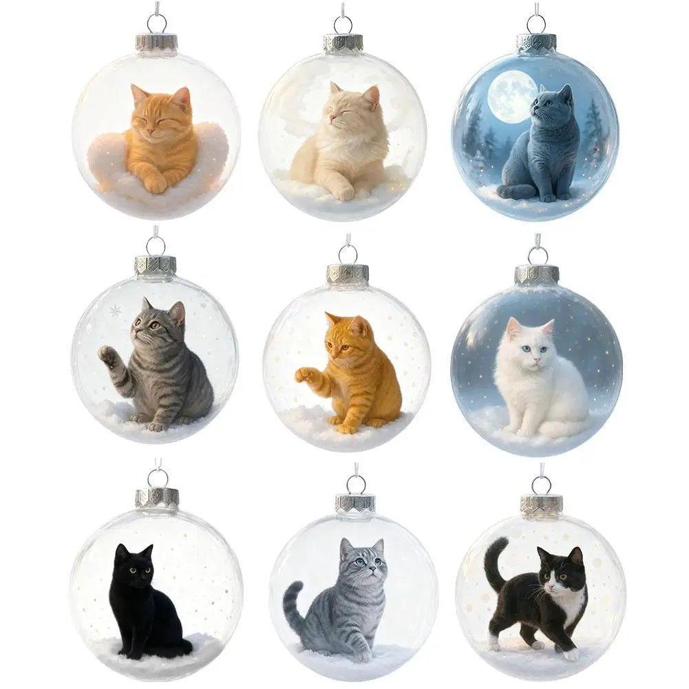 Cat Crystal Ball Acrylic Christmas Tree Ornaments | Holiday Décor