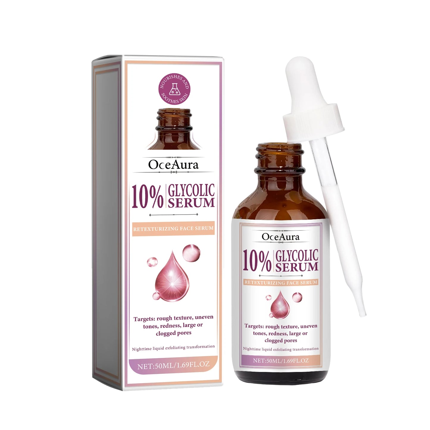 OceAura Glycolic Acid 10% Face Serum | AHA BHA Toning