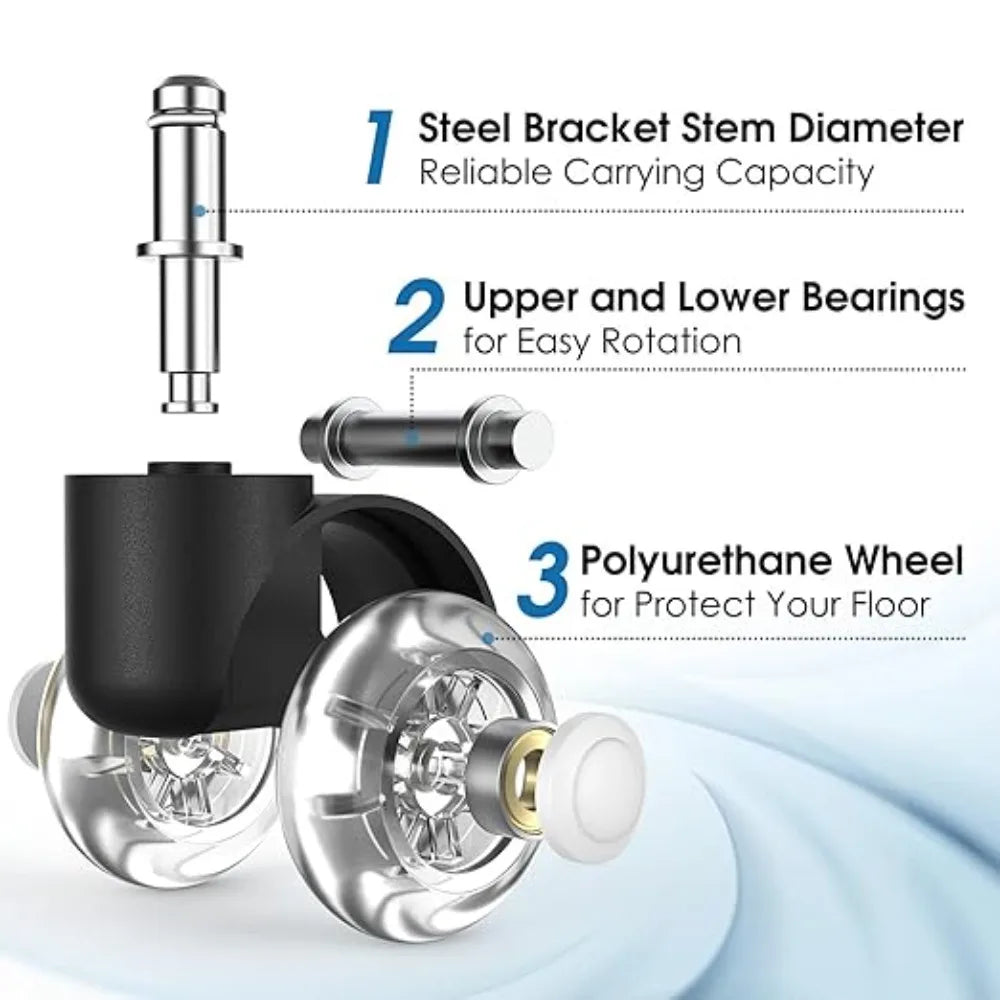 2" Heavy Duty Office Chair Casters 5-Pack – All Floor Types