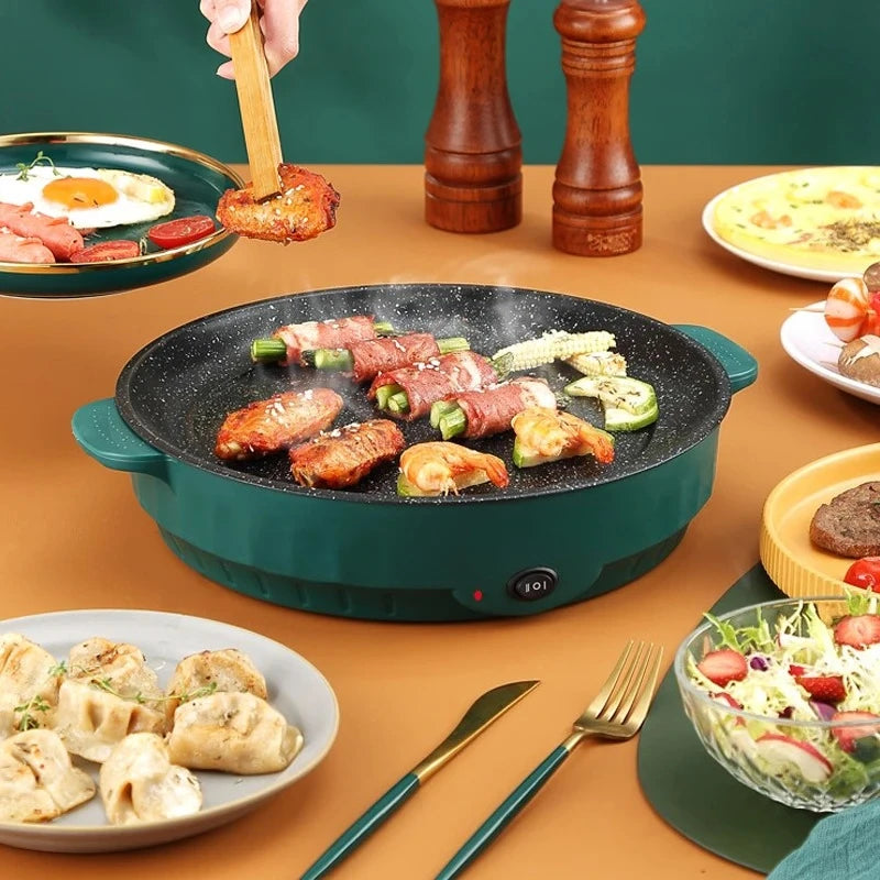 Electric MultiCooker Electric Frying Pan 220V Househould Barbecue Fried Steak Fish Omelette Frying Pan Non-stick Cooking Machine Peaceful Pleasures Health and Wellness