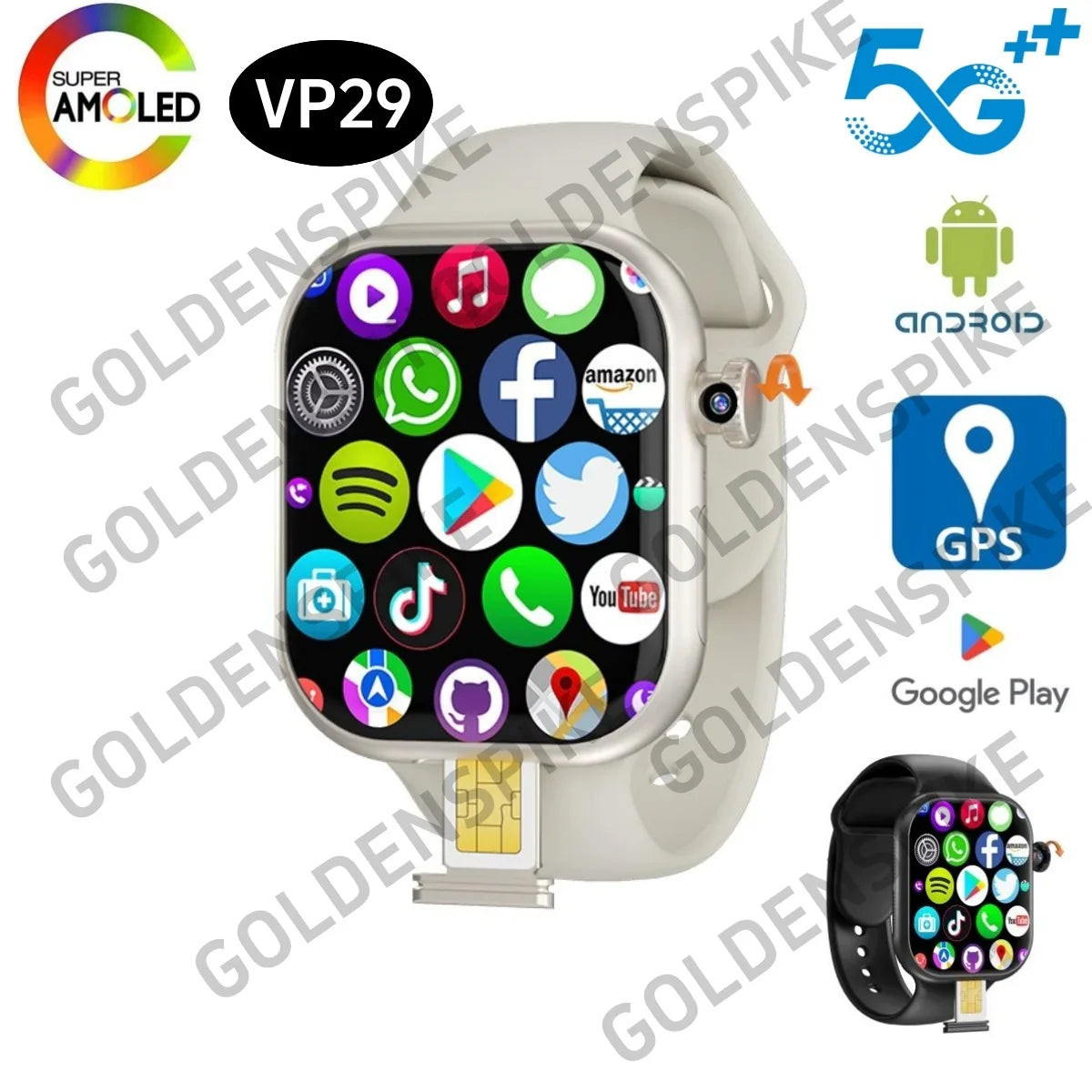 GOLDENSPIKE VP29 4G Smart Watch – 2.29" AMOLED, 8MP Camera