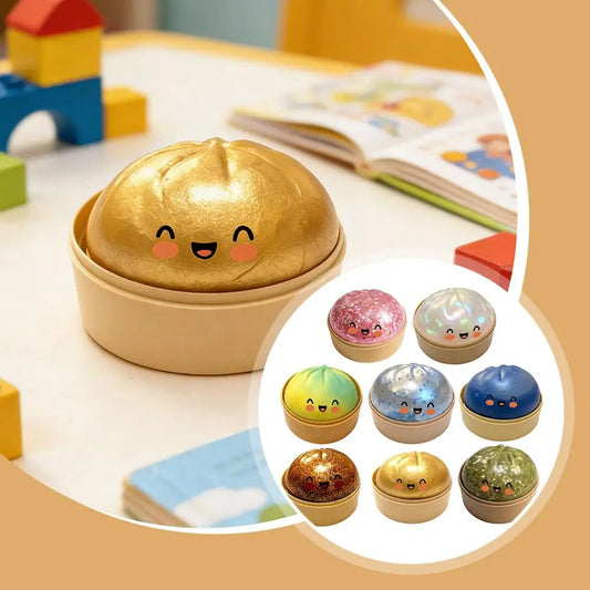 Colorful Dumpling Squishy Fidget Toy with Steamer Box | Sensory Squishy Fidget Toy Peaceful Pleasures Health and Wellness