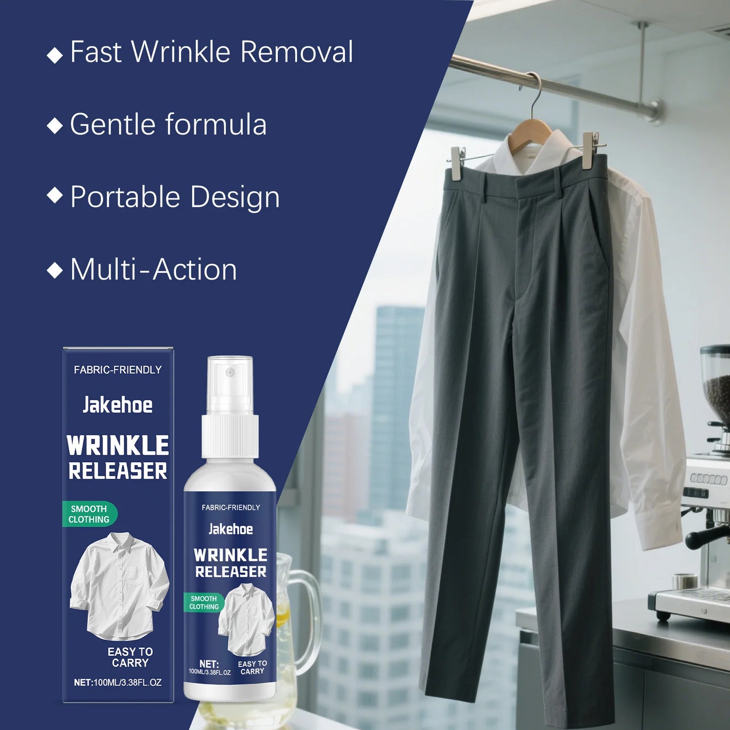 JAKEHOE Wrinkle Releaser Spray 100ml – No-Iron Garment Care