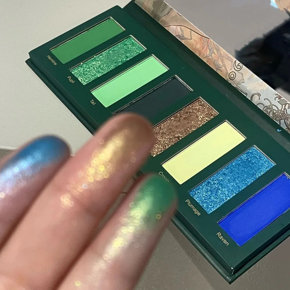 8-Color Smoked Green Eyeshadow Palette | Glitter & Metallic