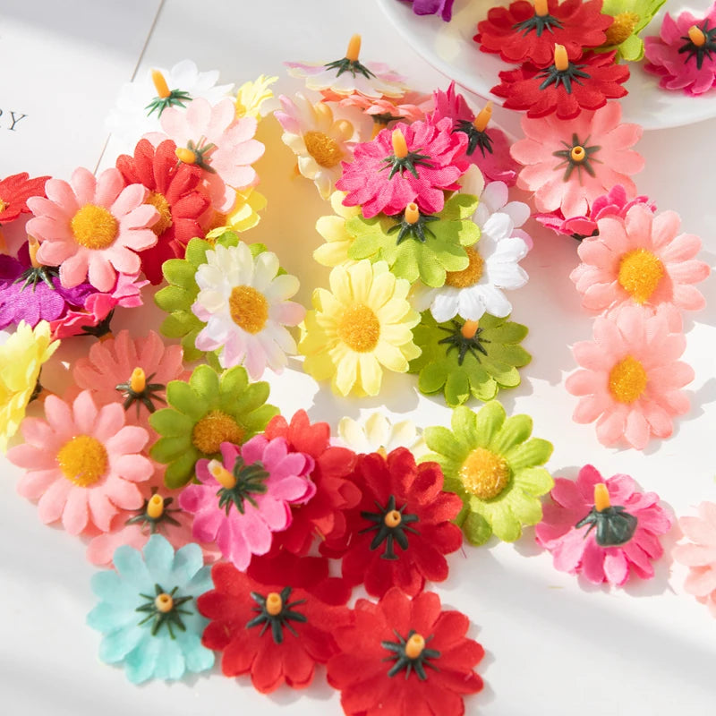Mini Silk Daisy Artificial Flowers 50/100pcs | Wedding & DIY Decor