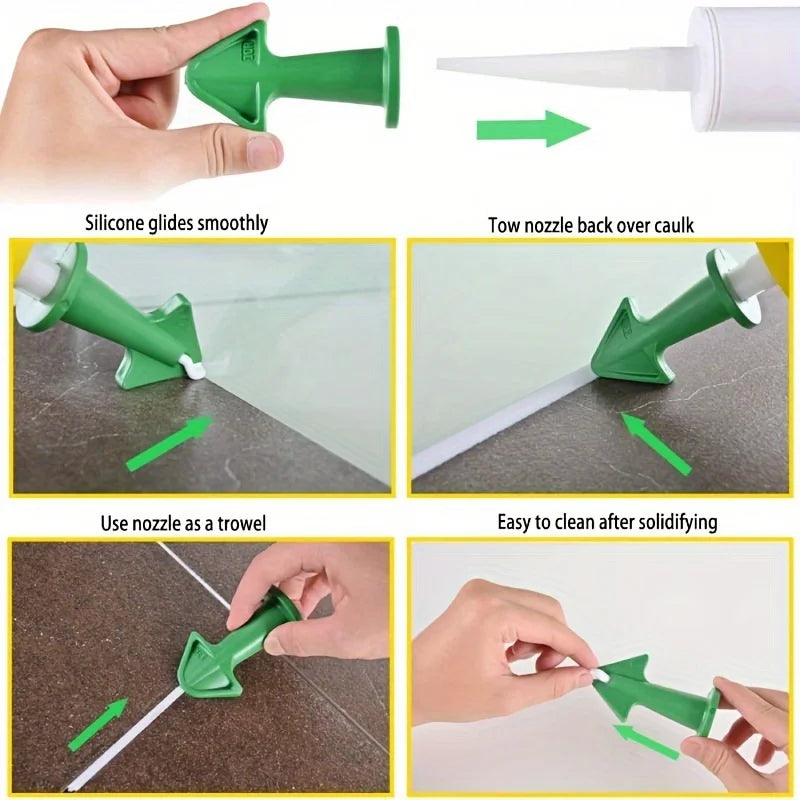 3-Piece Caulking Tool Kit – Silicone Sealant Nozzle & Scraper