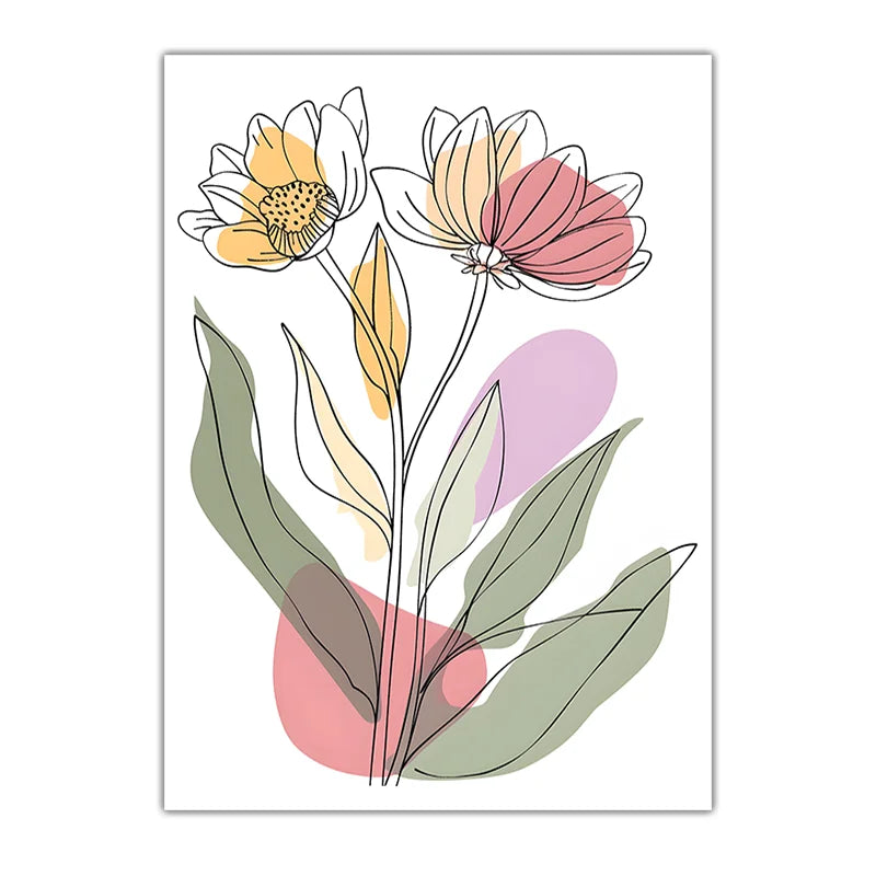 Boho Floral Canvas Wall Art | Minimalist Botanical Print Canvas Wall Art Print Peaceful Pleasures Health and Wellness 06 50x70cm NoFrame China Mainland