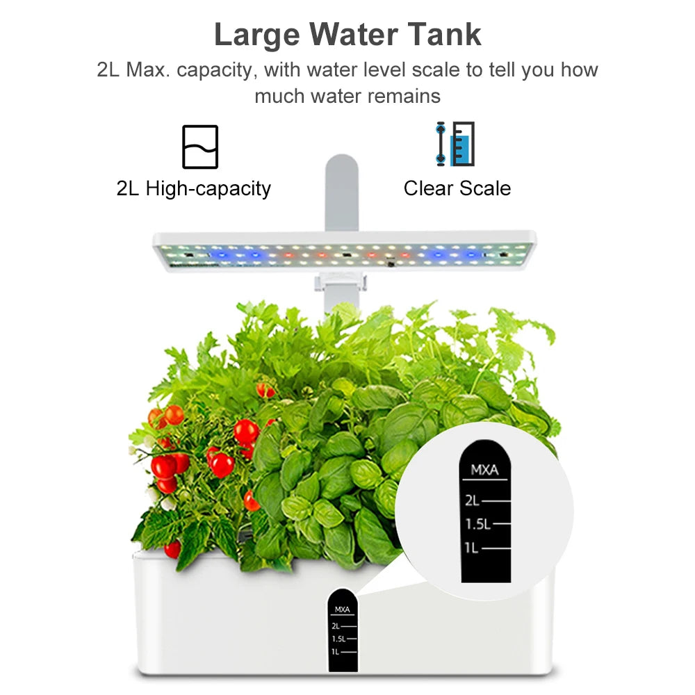 9-Pod Indoor Hydroponics Growing System | 15W LED Grow Light Kit