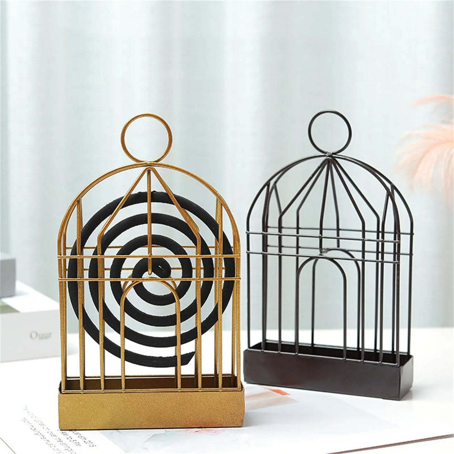 Vintage Iron Mosquito Coil Holder – Birdcage Design Rack