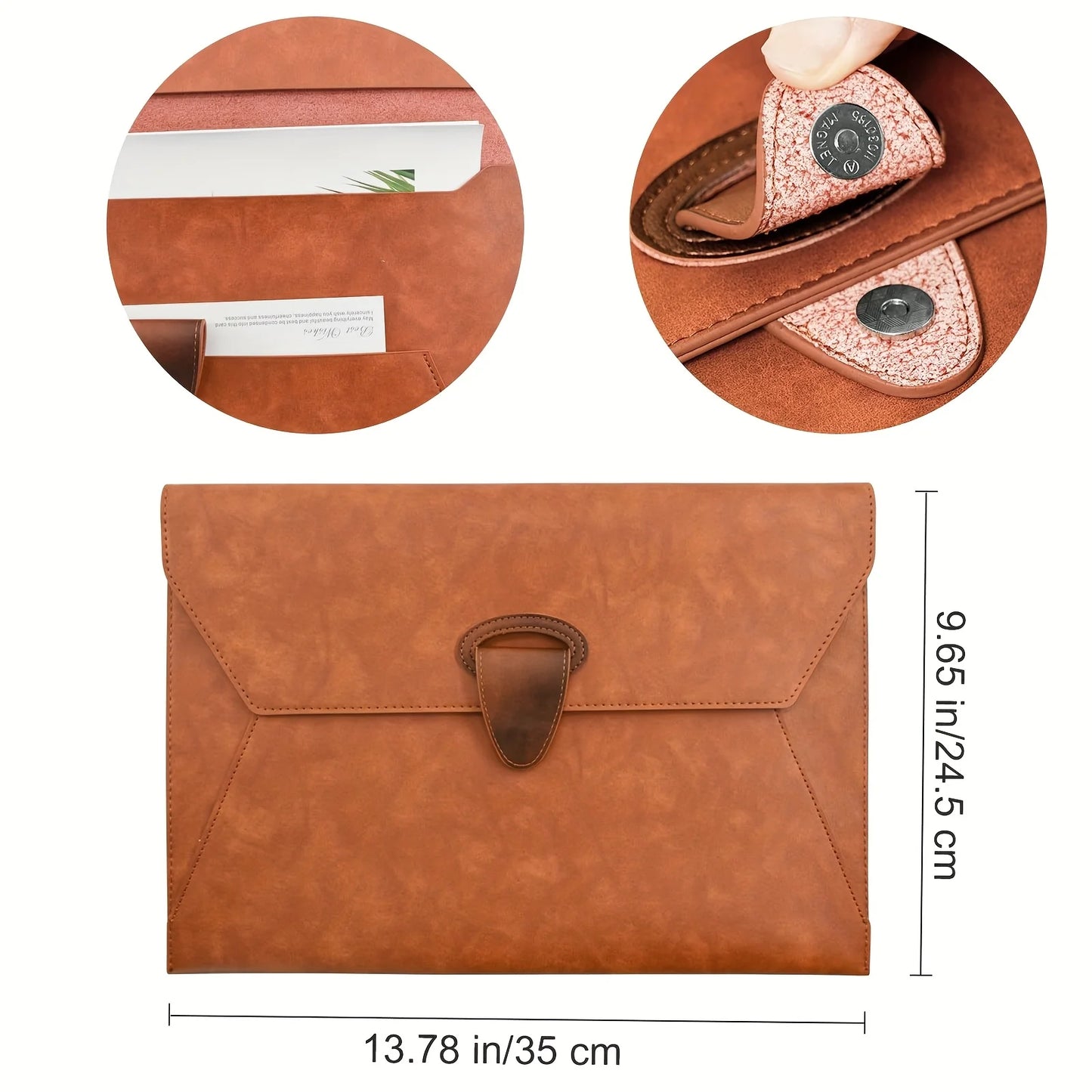 Vintage Brown A4 Faux Leather Portfolio Folder | Magnetic Snap