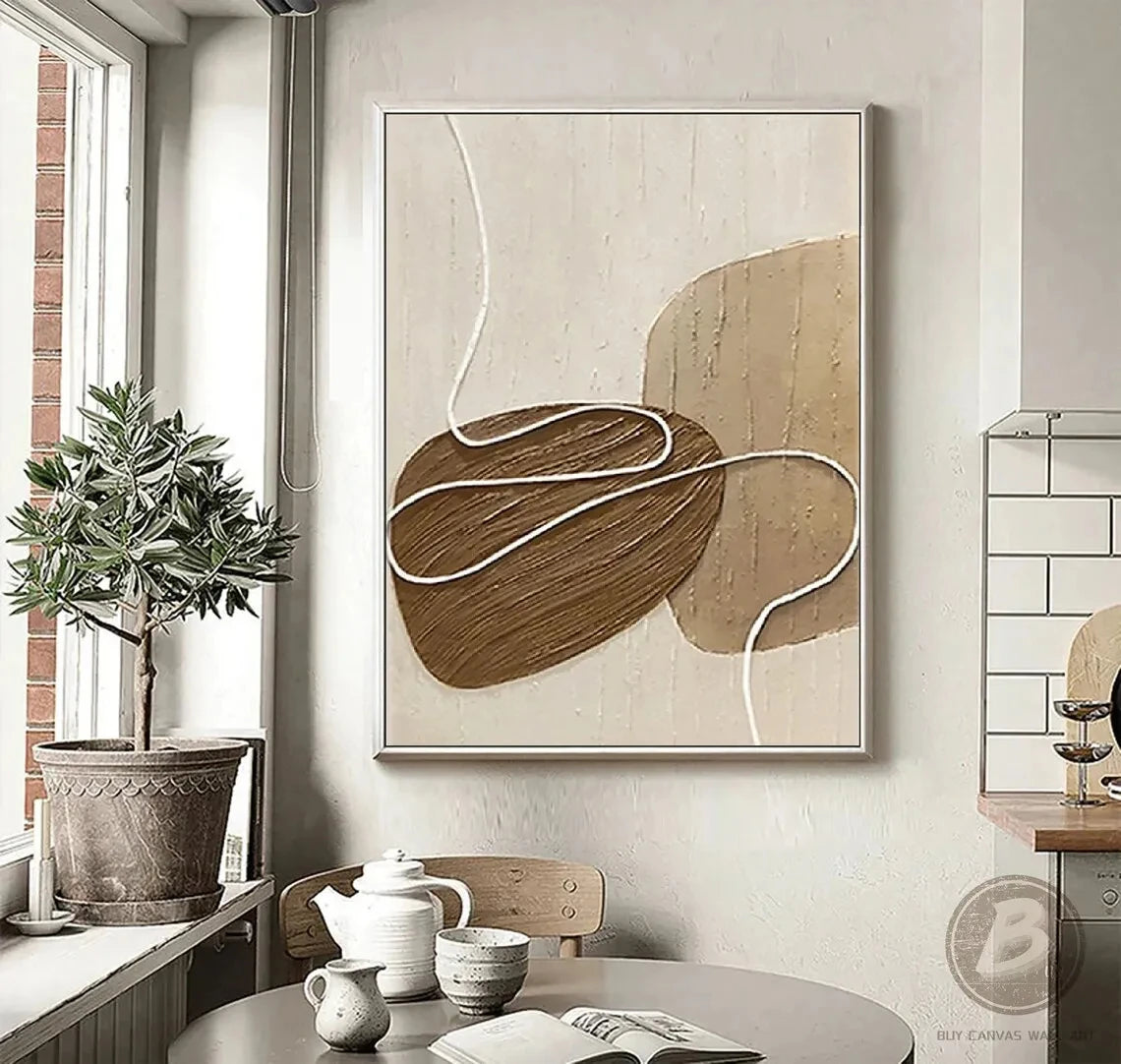 Handmade Textured Wall Art, Beige, Brown, Abstract Oil Painting on Canvas, Neutral, Large Wall Decor, Home Decoration Peaceful Pleasures Health and Wellness