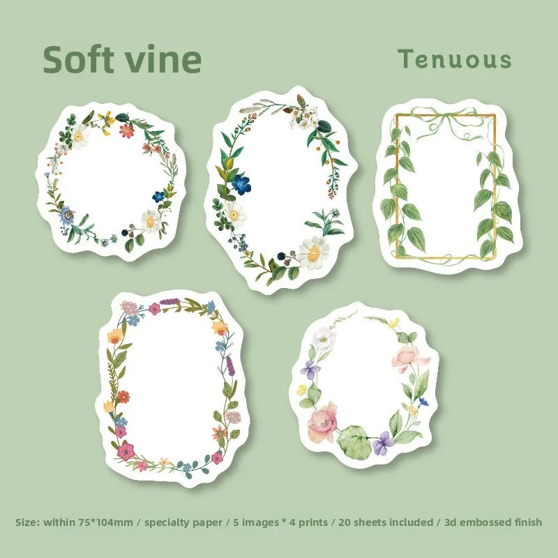 1 pack Hualuo Series Handheld Account Material Decoration Collage Primer Poster Memo Message stationery stickers Peaceful Pleasures Health and Wellness Soft vine