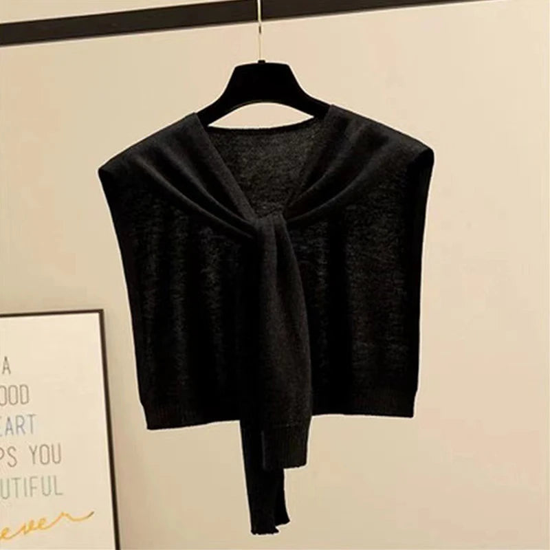 Women's Striped Knit Shrug Scarf | Warm Neck Cover & Shawl