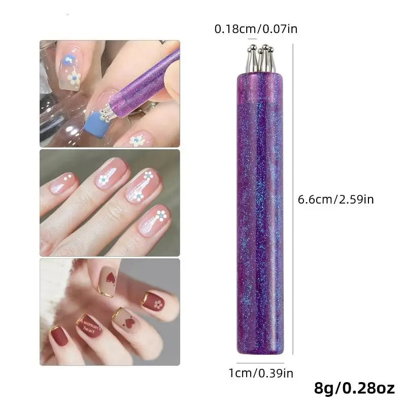 Nail Art Design Tip Painting Carving Dotting Pen Stainless Steel Bristles Starry Sky Handle Nail Art Dotting Tools Peaceful Pleasures Health and Wellness Purple