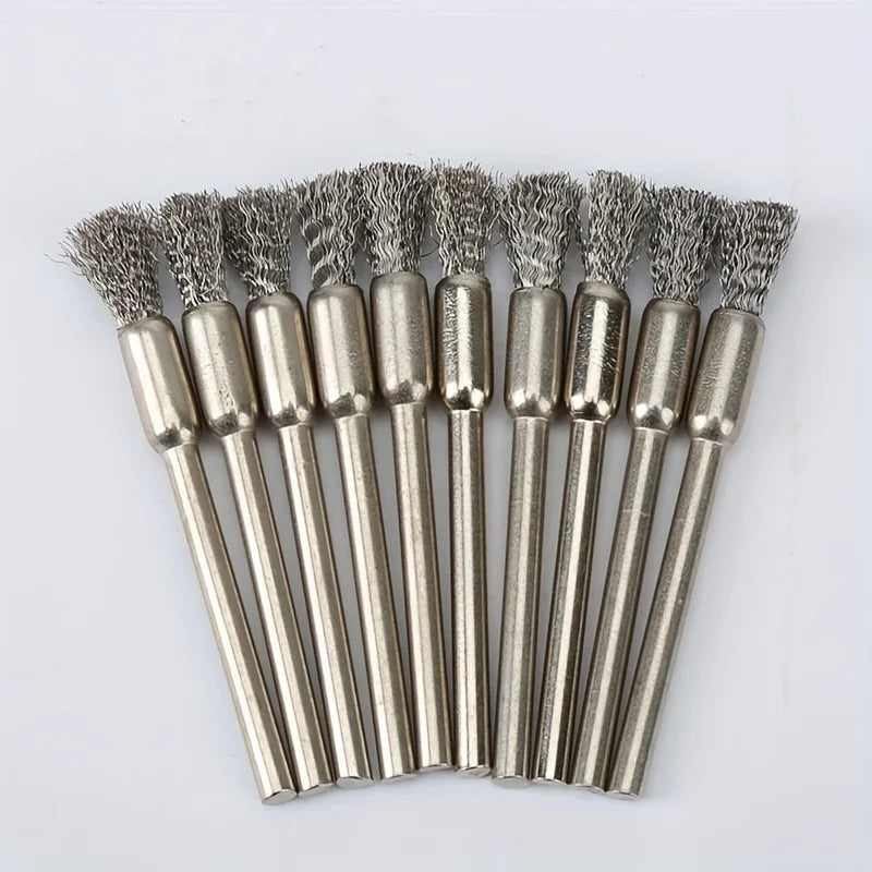 12-Piece Stainless Steel Wire Brush Round Handle Uncharged Cleaning