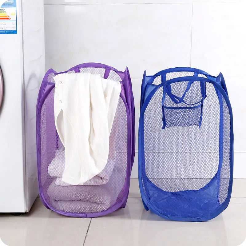 Foldable Hand-Held Laundry Basket Dirty Clothes Storage Grid Basket Household Organizer for Clothes Home Storage Toy Basket Peaceful Pleasures Health and Wellness