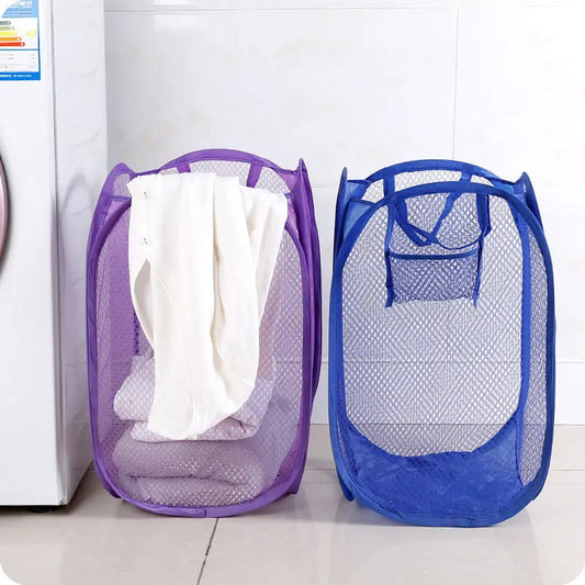 Foldable Hand-Held Laundry Basket Dirty Clothes Storage Grid Basket Household Organizer for Clothes Home Storage Toy Basket Peaceful Pleasures Health and Wellness