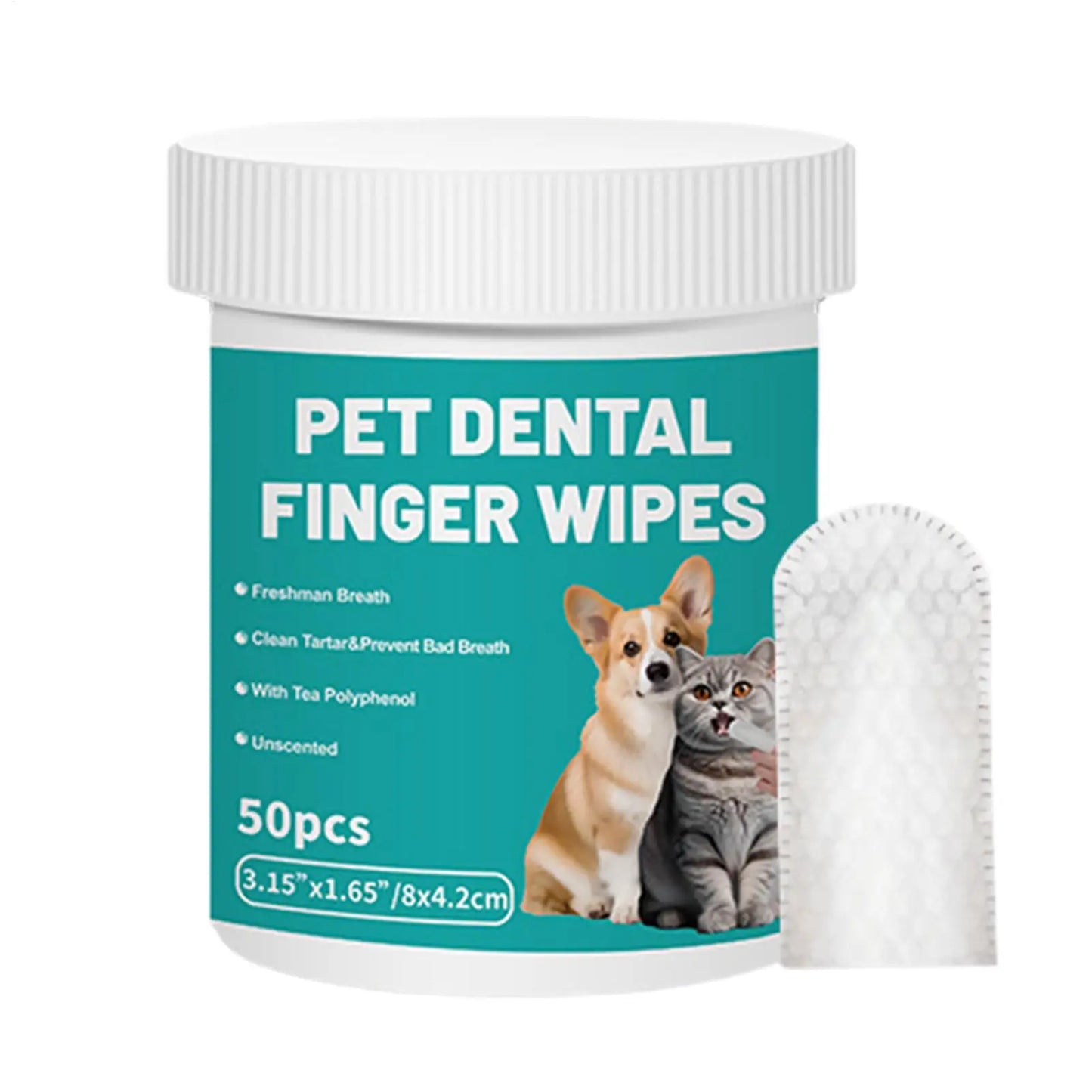 Pet Teeth Cleaning Wipes 50-Pack | Dog & Cat Bad Breath