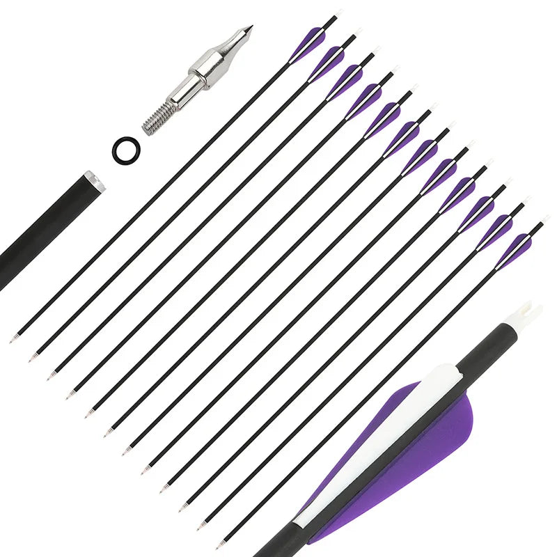 6 12 Archery Hunting Mixed Carbon Arrows Sp500 Replaceable Arrowhead