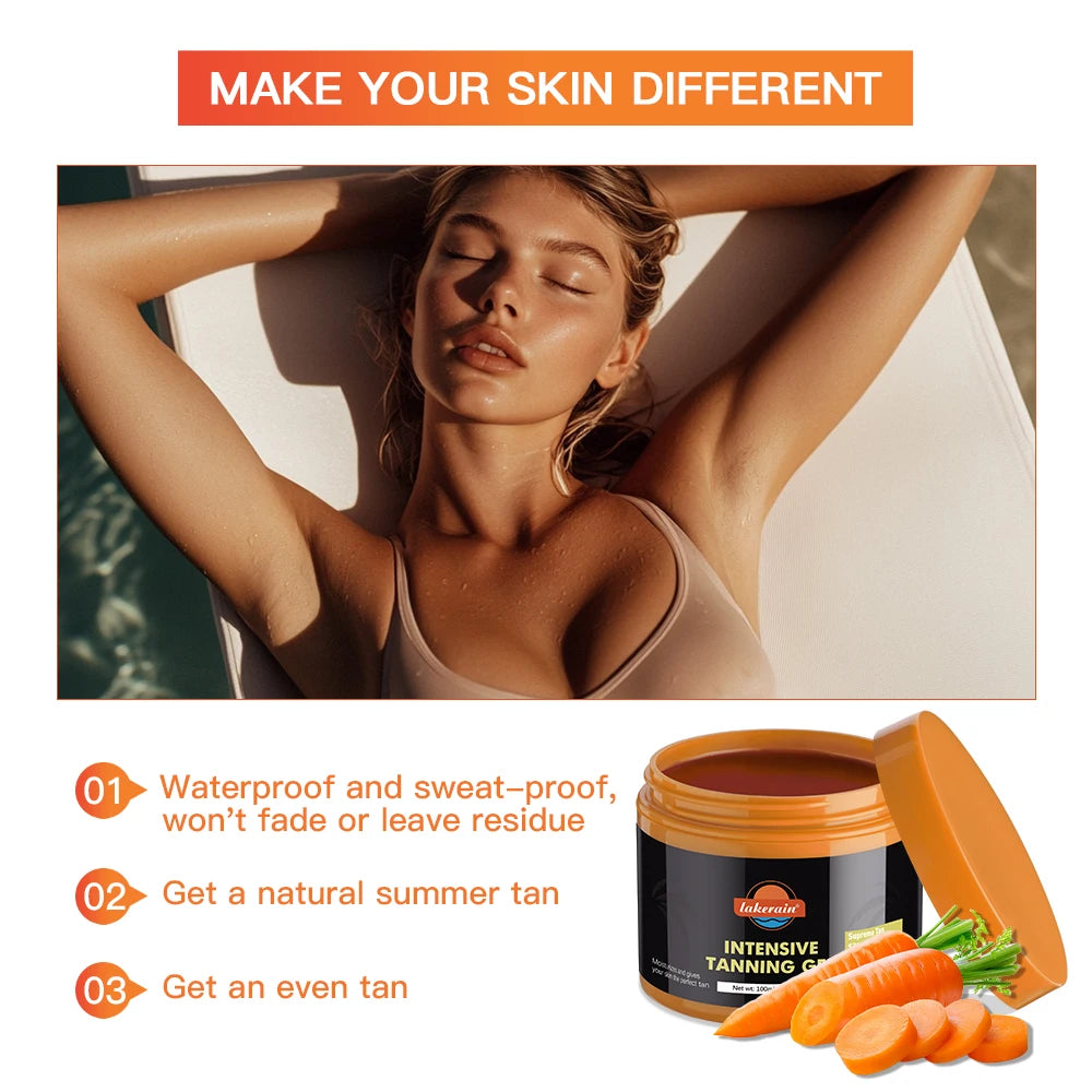 Lakerain Intensive Tanning Gel Body Cream Bronze Tanning Lotion Carroten Effective Sun Aid Take In Sunlight Moisturizing Cream Peaceful Pleasures Health and Wellness