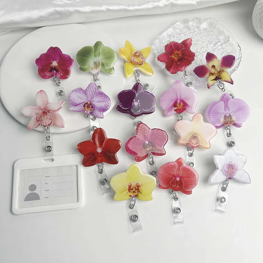 Flower Acrylic Bag Charm | Alligator Clip Retractable ID Holder Bag Charm Accessory Oasis Select