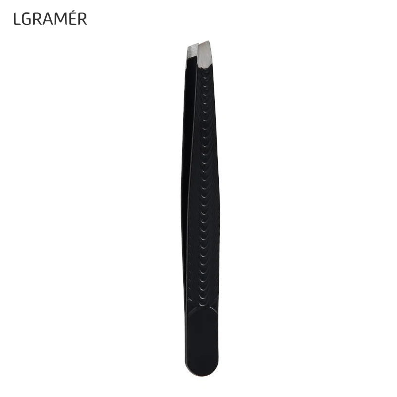 Stainless Fish Slant Black Coated Eyebrow Tweezers - Professional Hair Removal for Women, Ingrown Hair, Splinter, Daily Beauty Peaceful Pleasures Health and Wellness Black-1pcs
