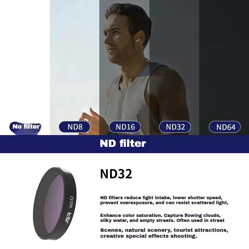 JSR DJI Osmo Action 6 UV CPL ND Lens Filter Set | HD Glass