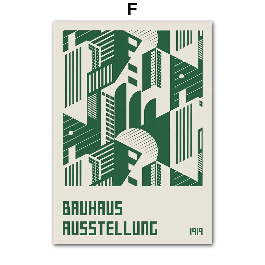 Scandinavian Bauhaus Green Color Block Canvas Wall Art Print