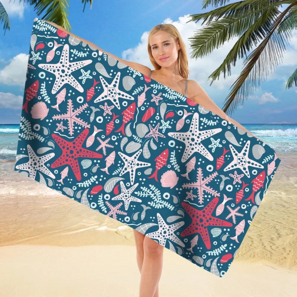 Sea Theme Microfiber Beach Towel – Quick-Dry & Absorbent