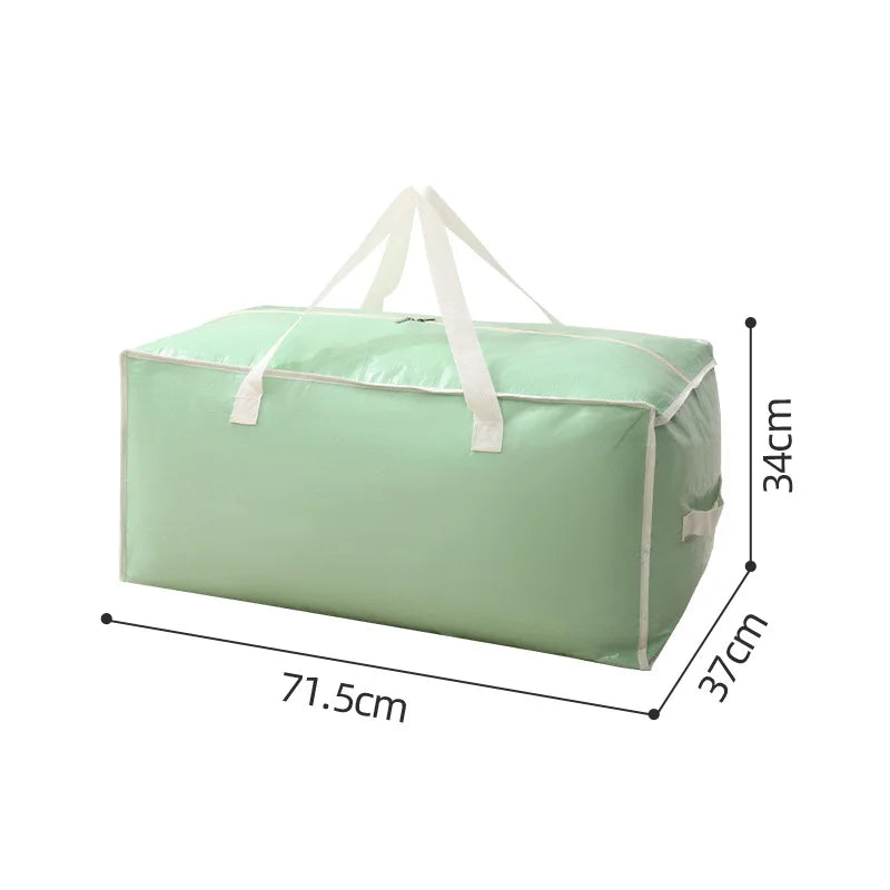 New Large Capacity Moving Home Storage Luggage Bag Foldable Handheld Car Clothing Quilt Storage Bag Toy Packing Bag Peaceful Pleasures Health and Wellness Green