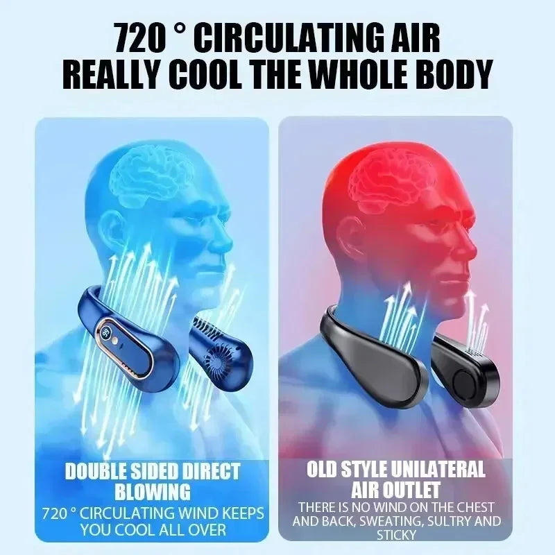 Leafless Neck Fan | USB Rechargeable, 5-Speed & LED Display