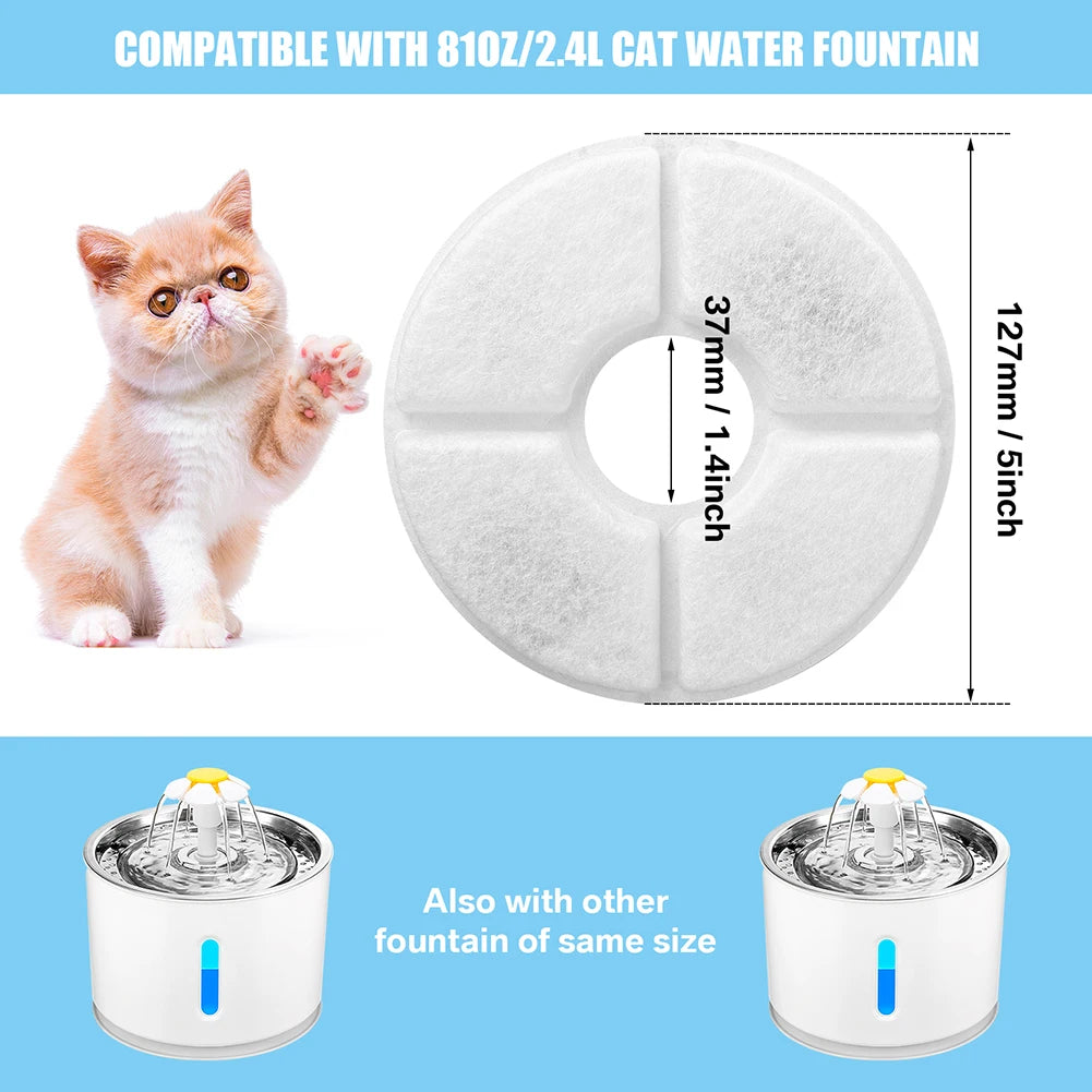 Cat Water Fountain Filters for 1.6-2.4L Cat Water Fountain Replacement Pet Filter with Acticated Carbon and Coconut Shell Cotton Peaceful Pleasures Health and Wellness