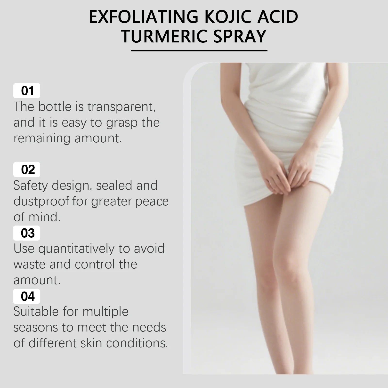 Turmeric Kojic Acid Body Exfoliating Spray Remove Dead Skin Brightening Improve Dullness Smoothing Refreshing Body Peeling Spray Peaceful Pleasures Health and Wellness