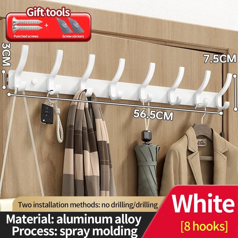 6-Hook Wall Mounted Aluminum Towel & Hat Rack | Door Hook