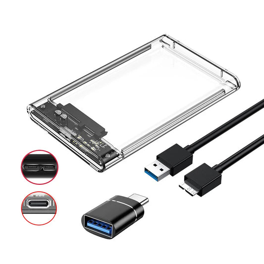 Transparent HDD Case HDD Enclosure 2.5 inch SATA To USB 3.0 Type-C 3.1 UASP Clear Hard Drive Case Harddisk Boxs Tool-Free Peaceful Pleasures Health and Wellness