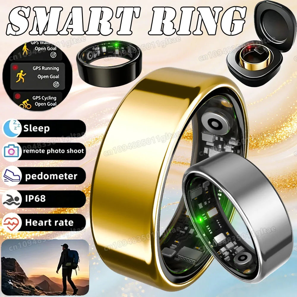 New R09 Smart Ring Men Women with Charging Case,Heart Rate Blood Oxygen,Skin Temperature Monitor,5ATM Waterproof For Android IOS Peaceful Pleasures Health and Wellness