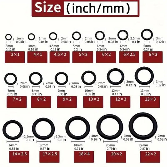 New 225PCS/Bag Black Rubber O Ring Assortment Washer Gasket Sealing O-Ring Kit 18 Sizes For Faucet Hose Connector Sealing Valve Peaceful Pleasures Health and Wellness Default Title