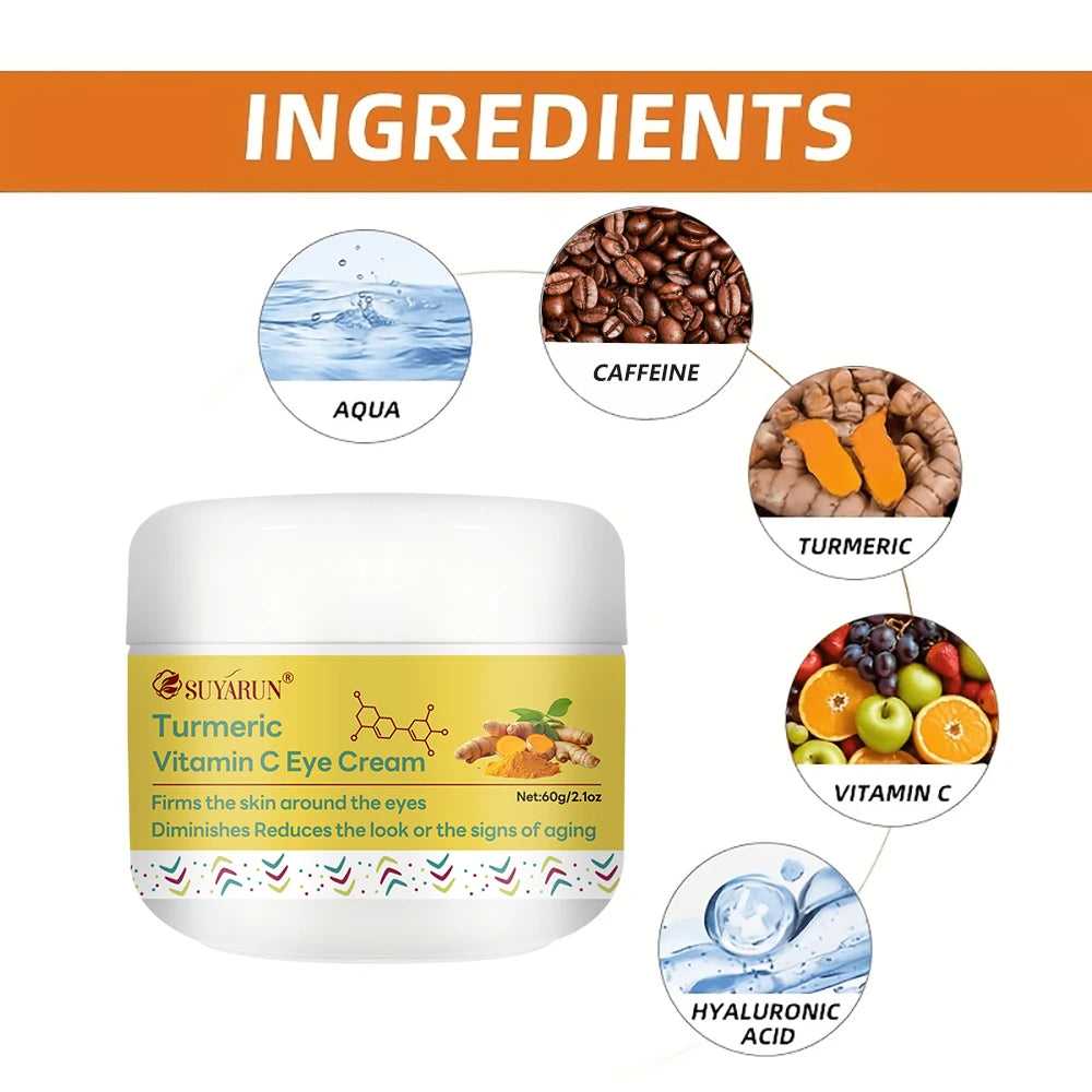 SUYARUN Eye Cream with Turmeric And Vitamin C - Dark Circle Treatment Anti-Aging Hydrating And Brightening Formula for Eye Care. Peaceful Pleasures Health and Wellness