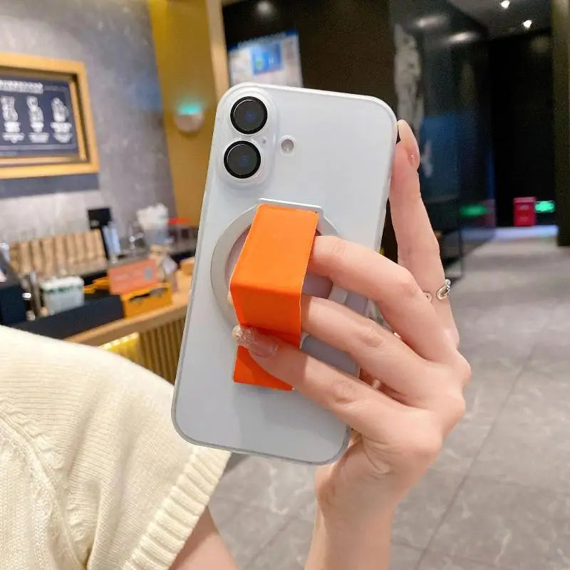 360° Magnetic Phone Grip Stand – Alloy & Silicone Finger Strap