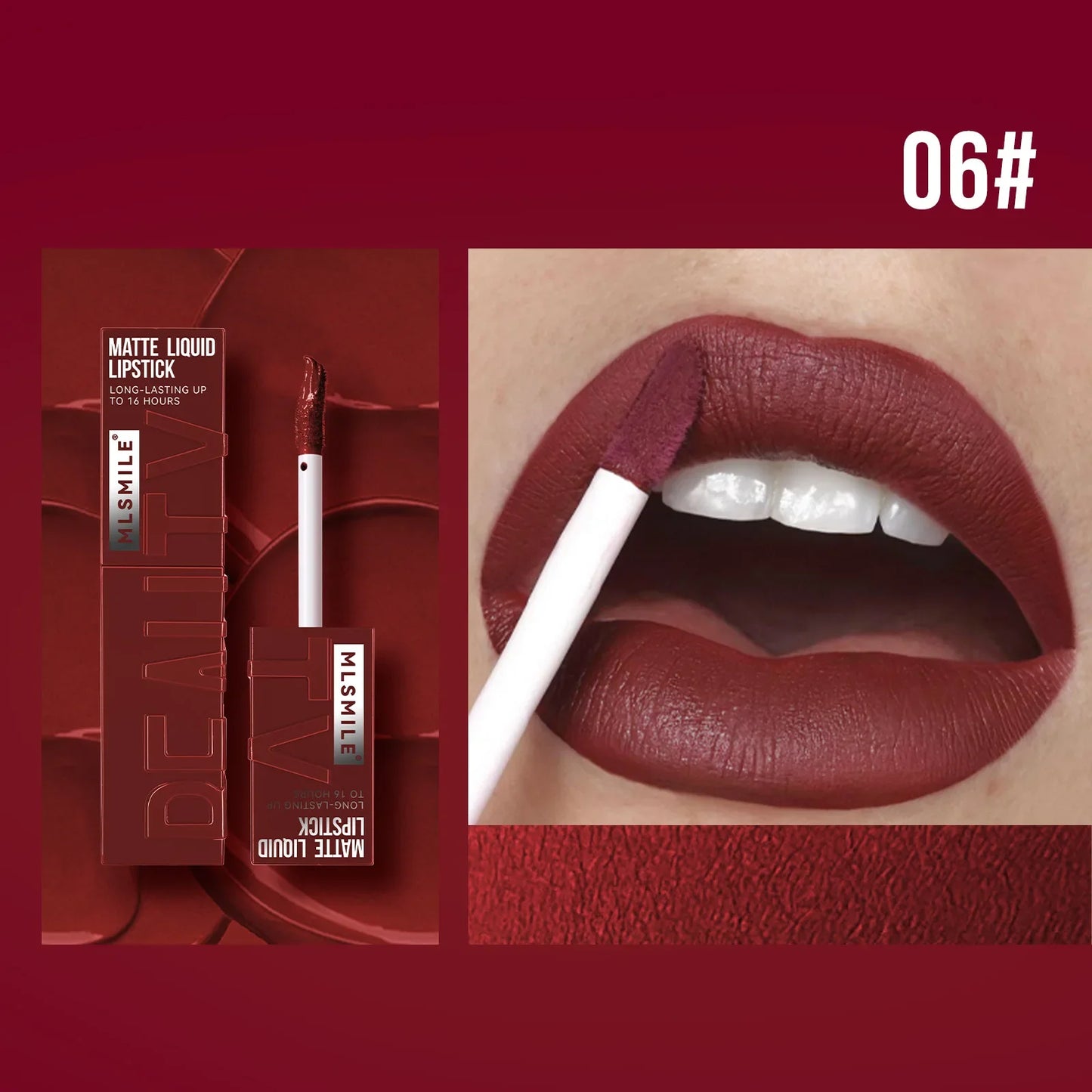 MLSMILE 6-Color Liquid Matte Lipstick – Velvet Satin Gloss