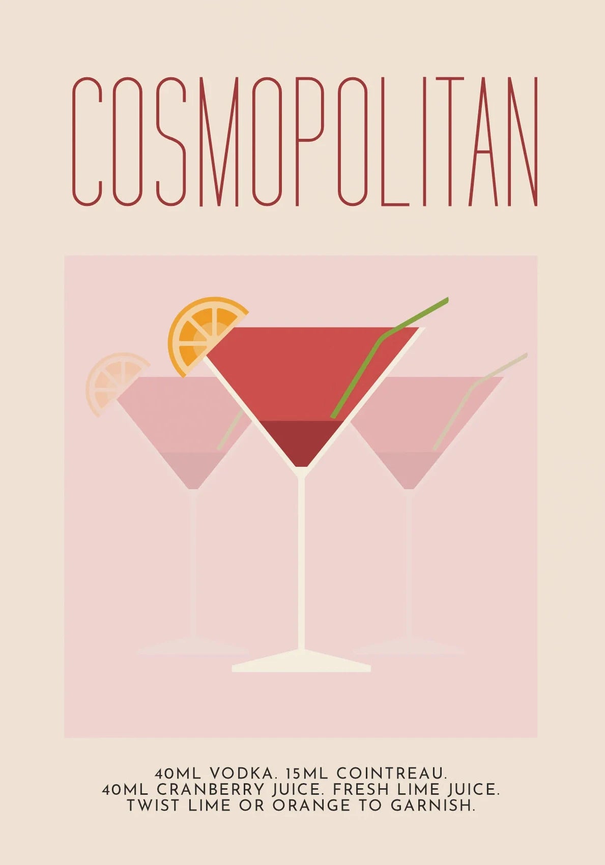 Retro Cocktail Alcohol Drink Poster Aperol Spritz Espresso Martini Canvas Printing Wall Art Vintage Bar Recipe Kitchen Decor Peaceful Pleasures Health and Wellness DM43-3 40x60cm Unframed