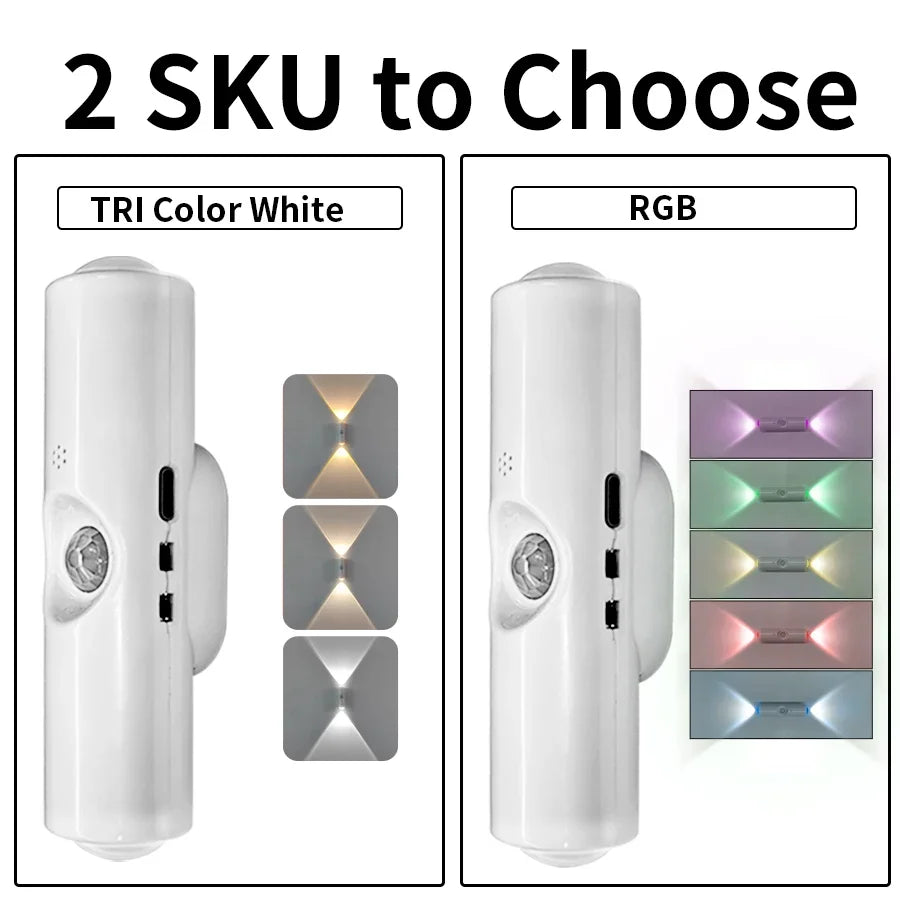 Magnetic LED Wall Lamp RGB Sunset Lamp Rechargeable Night Light with Motion Sensor for Stairs Cabinet Hallway Bedroom Room Decor Peaceful Pleasures Health and Wellness
