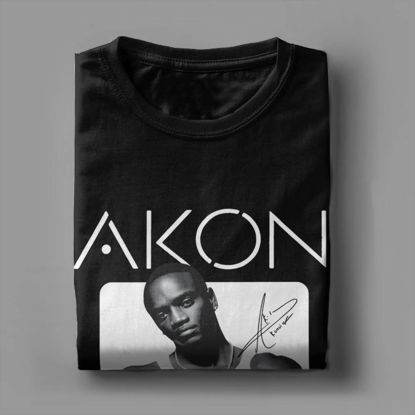 Akon T Shirt Men Pure Cotton Funny T-Shirt Round Neck Singer Tees Short Sleeve Clothes Summer Peaceful Pleasures Health and Wellness