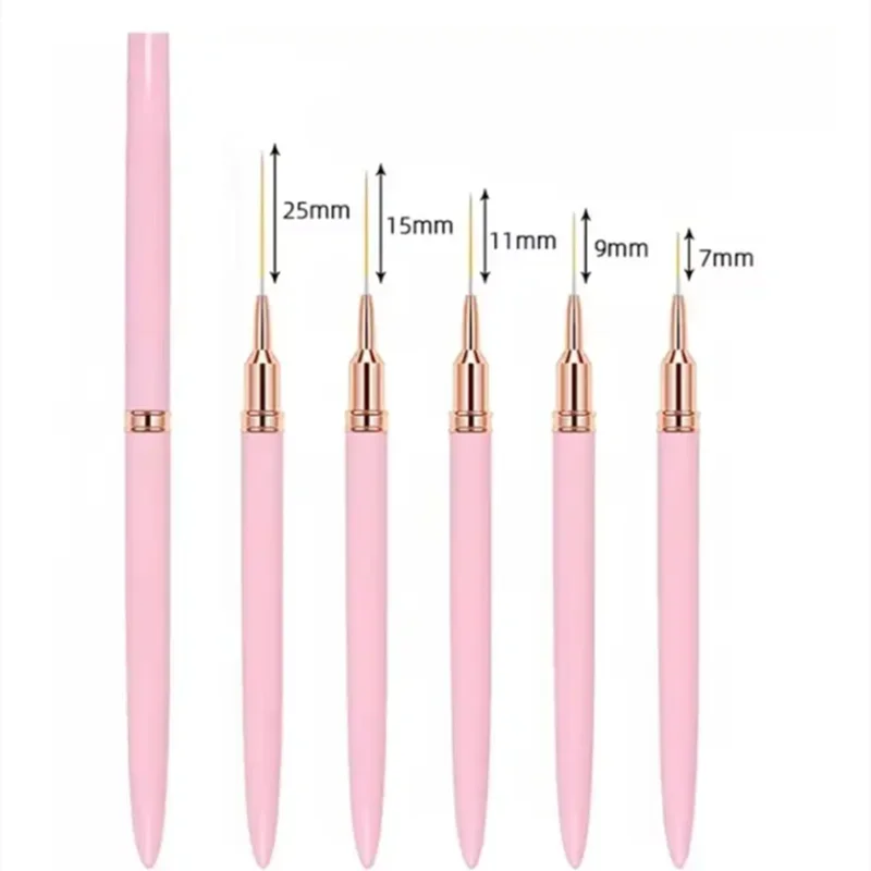 5-Piece Nail Art Liner Brush Set – UV Gel Manicure Tools