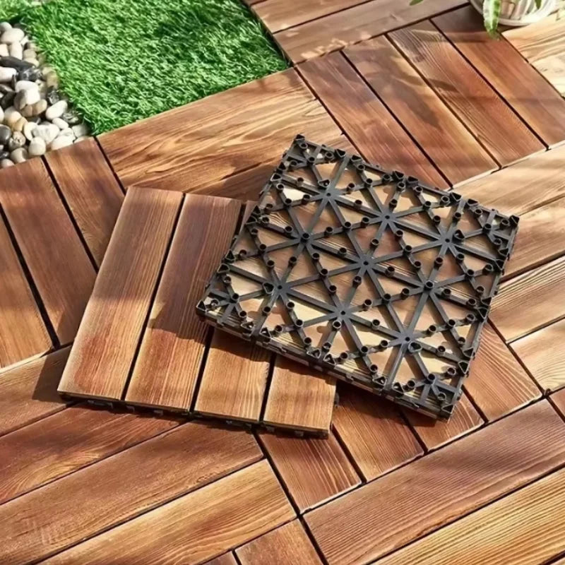 Solid Wood Flooring Balcony Bathroom Courtyard DIY Garden Terrace Outdoor Splicing Flooring Waterproof And Anti Slip Floor Mat Peaceful Pleasures Health and Wellness 30 x 30