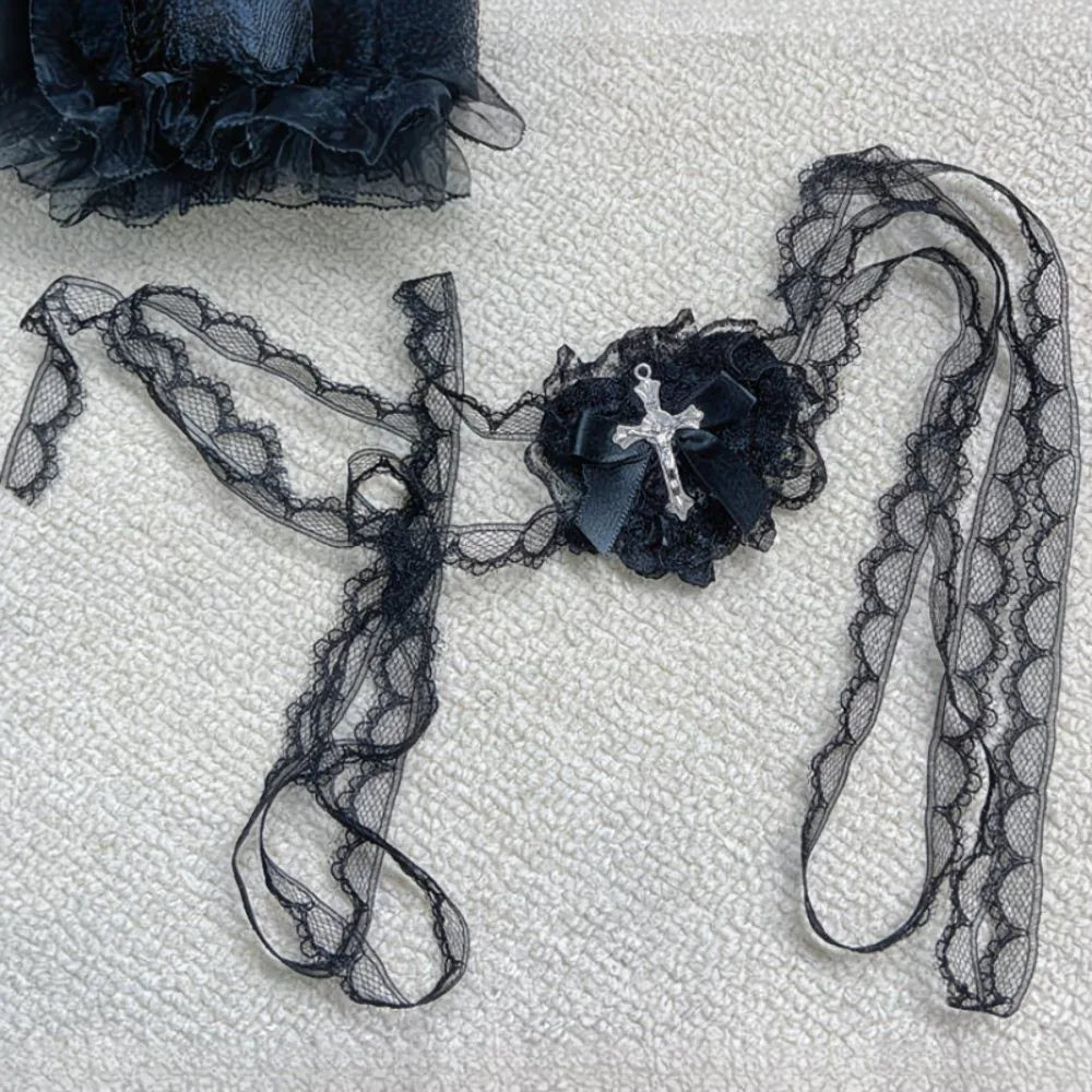 UYEE Beltgothic Lace Heart Thigh Garter Waist Sash Cross Charm Leg