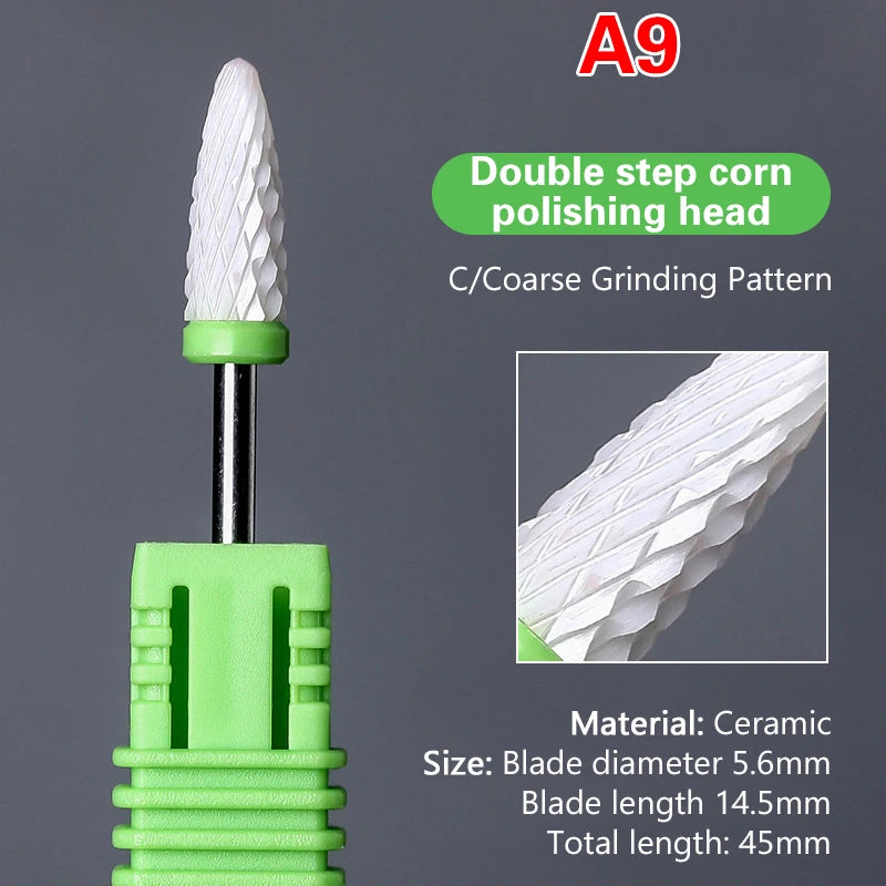 Ceramic Milling Cutter Nail Drill Bit Electric Manicure Pedicure Mill Bits Machine Files Nail Art Tools Equipment Peaceful Pleasures Health and Wellness A9