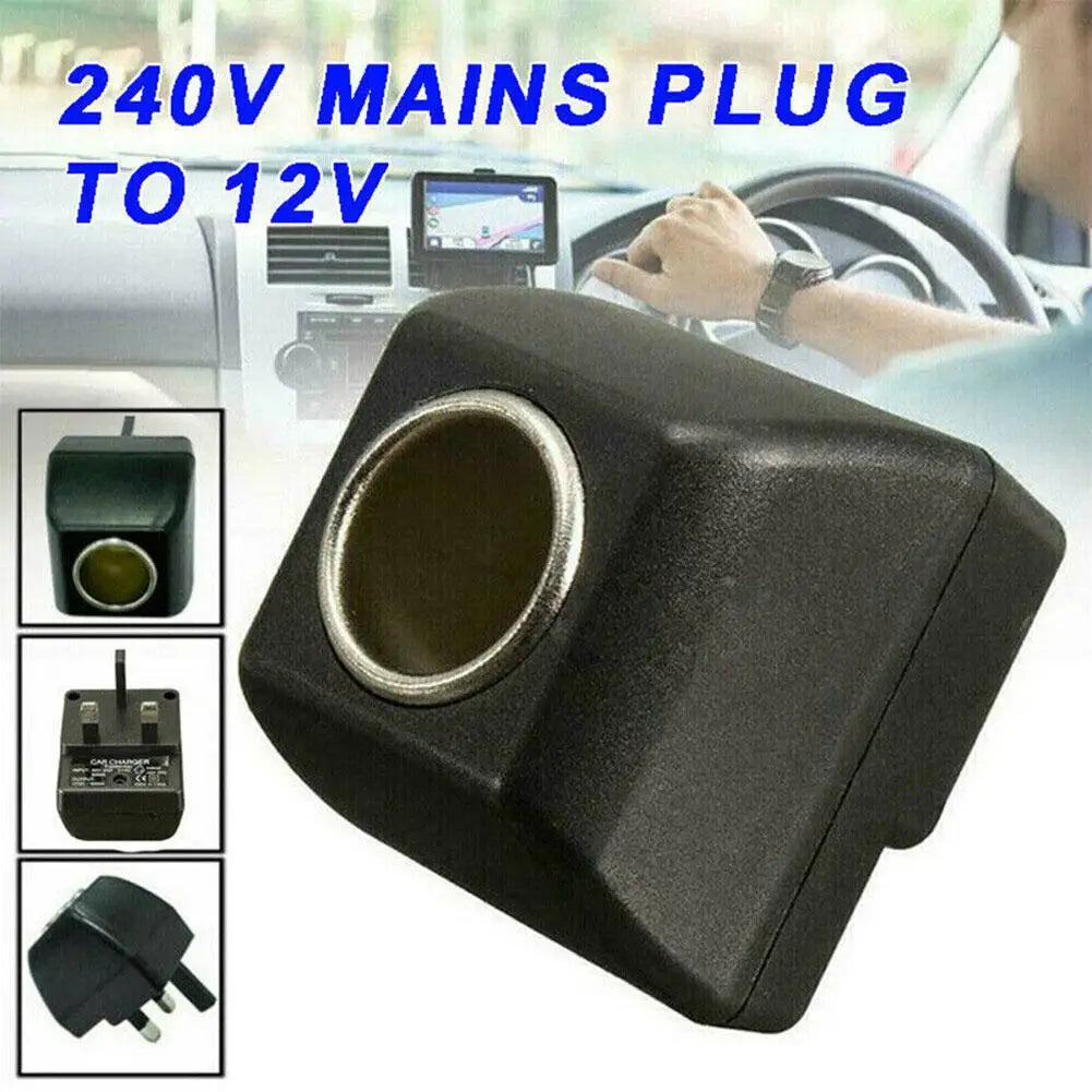 220V To 12V Car Mounted Cigarette Lighter AC Adapter With Car Socket Auto Charger UK Plug For Car Electronic Devices Peaceful Pleasures Health and Wellness